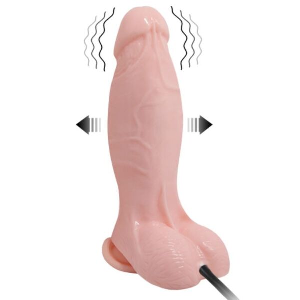 Nafukovací dildo Baile 18,8 cm, realistické, s varlaty, přísavkou na spodní straně a pumpičkou