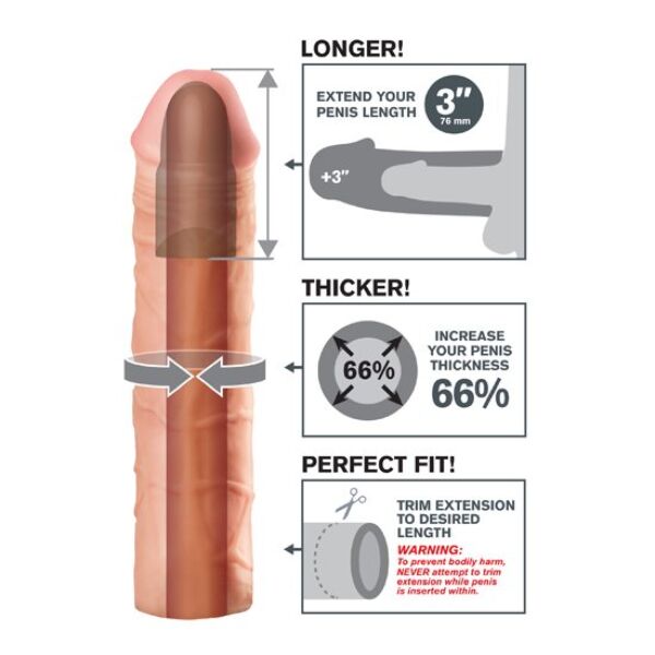 Prodlužující návlek na penis Pipedream Fantasy X-Tensions Mega 3