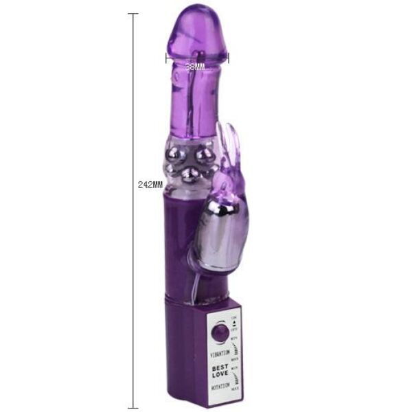 Rabbit vibrátor Baile Hot Lady II s perličkovým dříkem a stimulátorem klitorisu ve tvaru králíčka