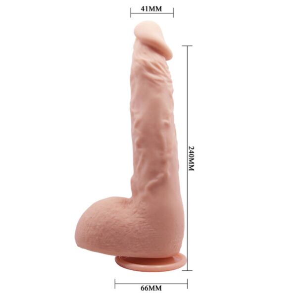 Realistické dildo Baile Jason 24 cm se zakřiveným tělem, testikuly a přísavkou na základně