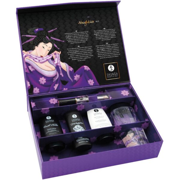 Sada intimní kosmetiky Shunga Naughtier Kit s pěti produkty a dárkovou krabičkou