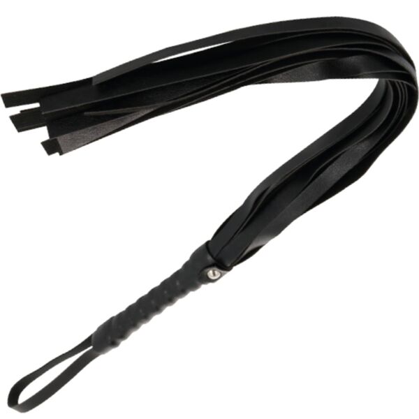 BDSM bič Darkness 45 cm, černý, s držadlem pro pevný úchop