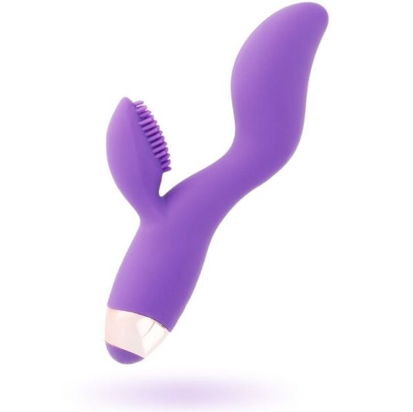 Vibrátor Womanvibe Donna s dvojitou stimulací v šeříkové a zlaté barvě