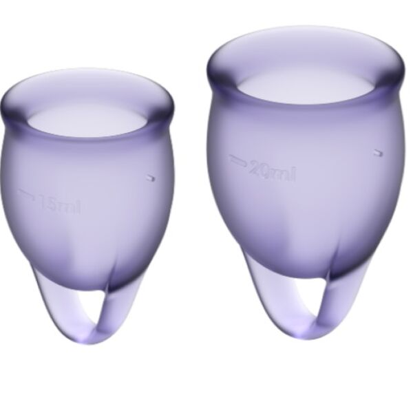 Dva menstruační kalíšky Satisfyer Feel Confident o objemu 15 a 20 ml