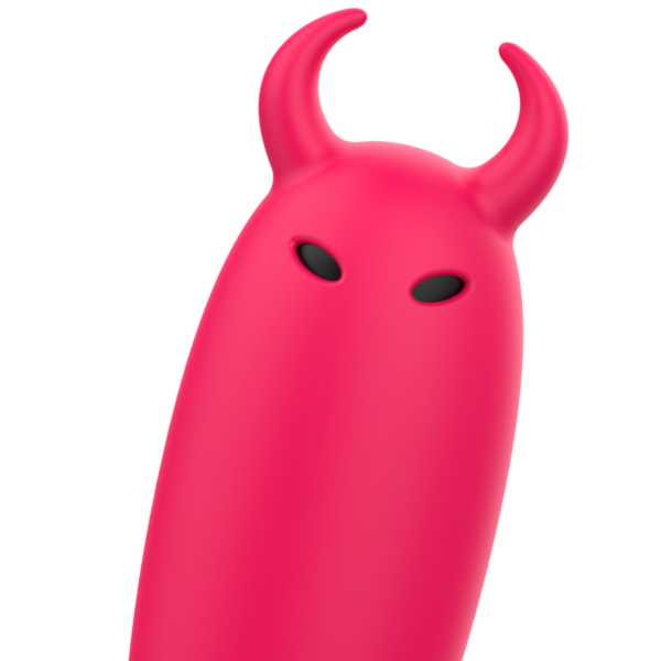 Mini vibrátor Intense Fun Scarlet 9,3 cm s růžky a vidlicovým ocáskem