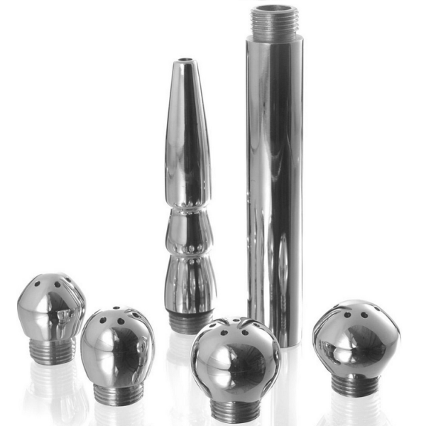 Sada anální sprchy Metal Hard s rukojetí a 4 nástavci