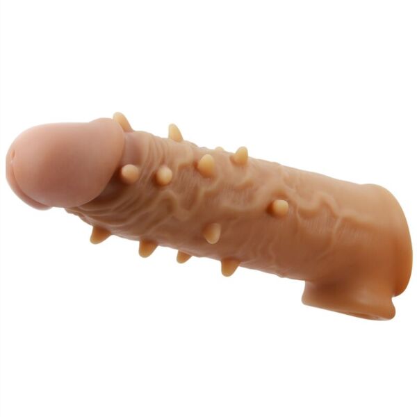 Realistický návlek na penis Pretty Love Osborn s reliéfním povrchem a kroužkem na varlata