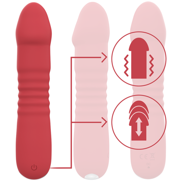 Přirážecí vibrátor Intense Juni Up & Down v červené barvě