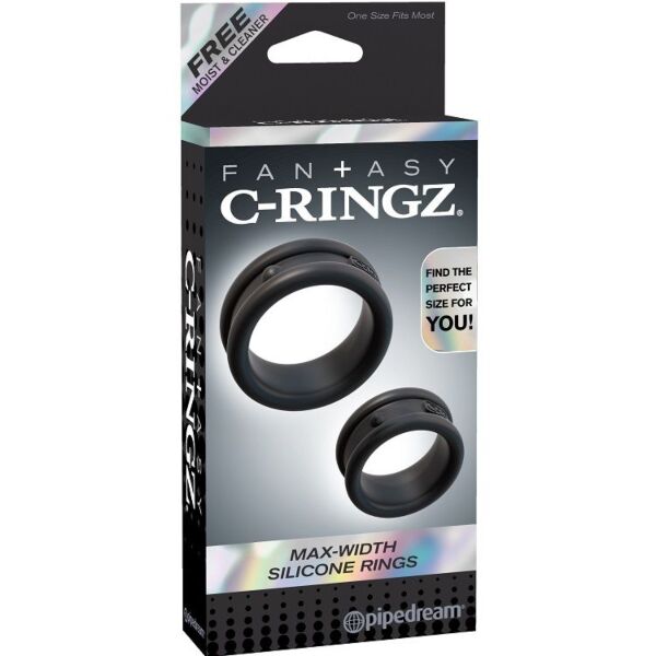 Sada dvou černých silikonových erekčních kroužků Fantasy C-Ringz Black od Pipedream