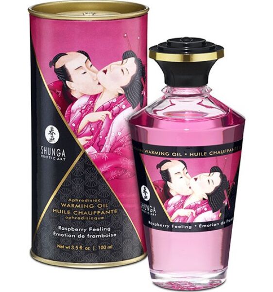 Lahvička hřejivého masážního oleje Shunga o objemu 100 ml