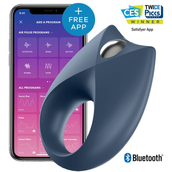 Modrý vibrační erekční kroužek Satisfyer Royal One s výstupkem pro klitoris