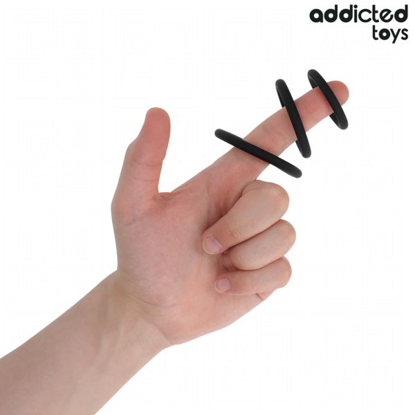 Sada tří silikonových erekčních kroužků Addicted Toys Model 2