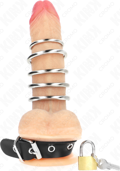 Kink Ring Power, černý řemínek se šesti kovovými kroužky