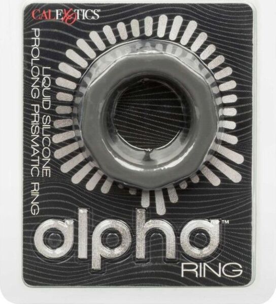 Erekční kroužek CalExotics Alpha Prolong Prismatic Ring z šedého silikonu