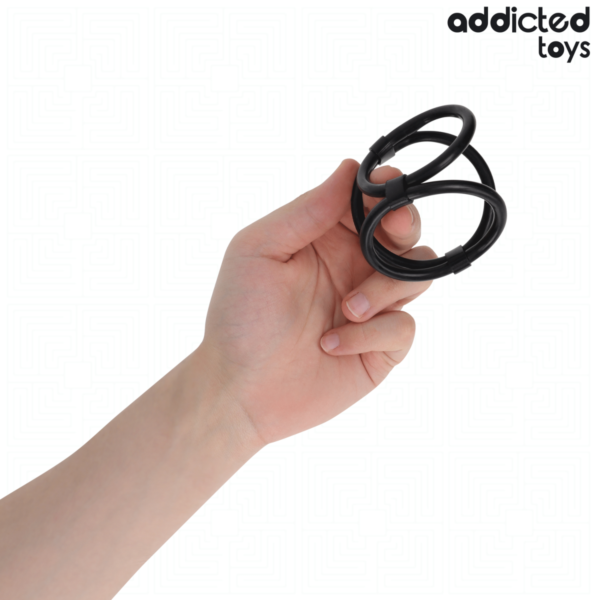 Trojitý erekční kroužek Addicted Toys se třemi kroužky různé velikosti