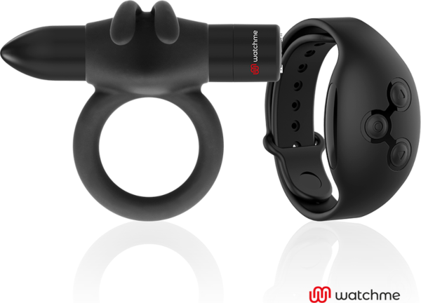 Vibrační erekční kroužek Black&Silver Agron s ovládacími hodinkami WATCHME