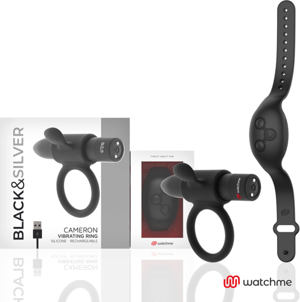 Vibrační kroužek Black&Silver Cameron WatchMe s ovládacími hodinkami