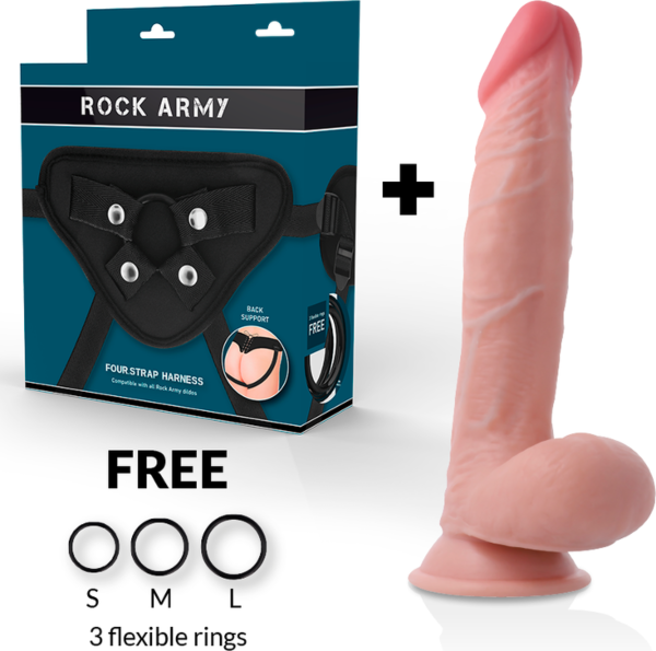 Realistické dildo Rock Army Dual Density Sherman, 24 cm, tělová barva, s přísavkou