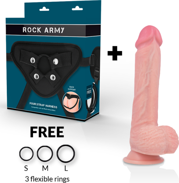 Postroj strap-on Rock Army Spitfire s dildem 21 cm