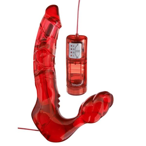 Toyjoy strap-on bez popruhů s delším a kratším koncem a vestavěným vibrátorem