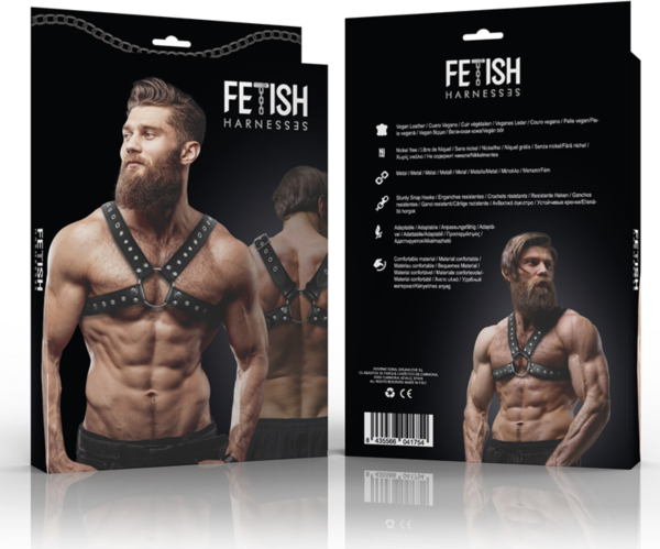 Zkřížený hrudní postroj Fetish Submissive Attitude z veganské kůže s popruhy zkříženými přes trup