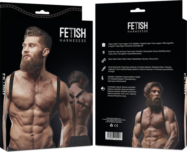 Hrudní postroj Fetish Submissive Attitude s několika pásky přes hrudník a ramena