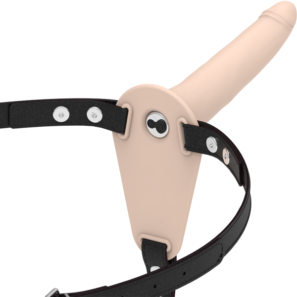 Postroj s vibrátorem Fetish Submissive 15 cm ze silikonu, s elastickým pásem
