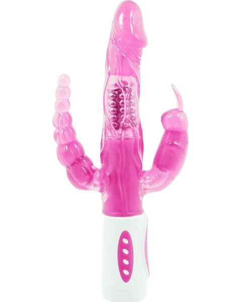 Vibrátor Baile Pretty Bunny s rotačním nástavcem a stimulátory klitorisu a anální oblasti
