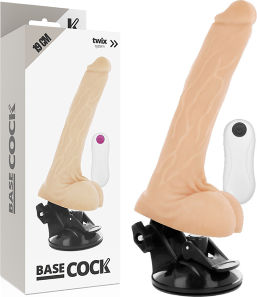 Realistický vibrátor BASECOCK 19 cm s přísavkou a ovladačem s kabelem