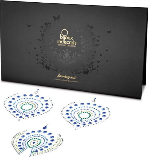 Samolepicí tělové šperky Bijoux Indiscrets Flamboyant ve tvaru pavího pera