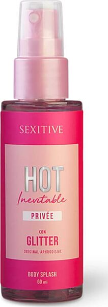Tělový sprej Sexitive Hot Inevitable s třpytkami, lahvička 60 ml s rozprašovačem