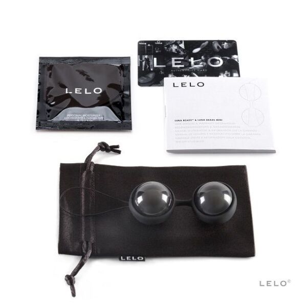 Venušiny kuličky LELO LUNA Beads Noir se spojovacím prvkem a vytahovací šňůrkou