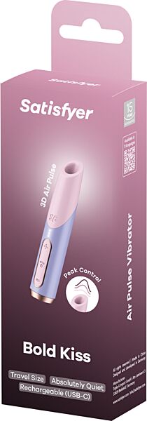 Klitorální stimulátor Satisfyer Bold Kiss Wave v růžové a fialové barvě