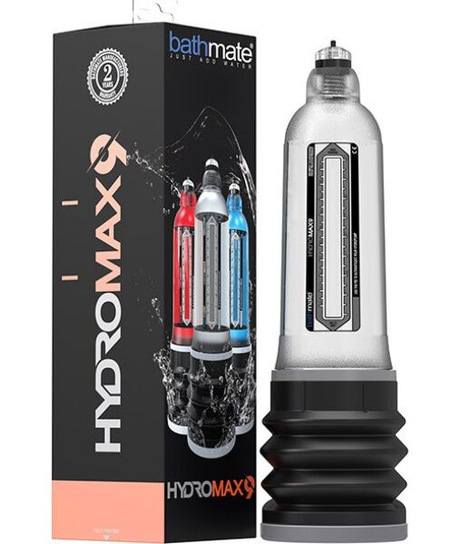 Pumpa na penis Bathmate Hydromax 9 s průhledným válcem a černou manžetou