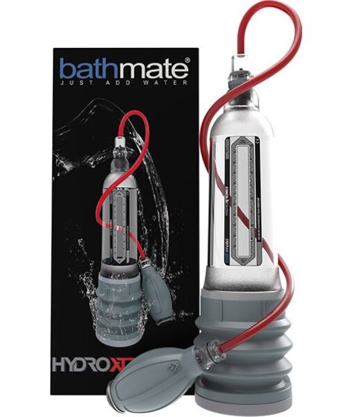 Vakuová pumpa na penis Bathmate HydroXtreme 9, průhledná, s ručním balónkem