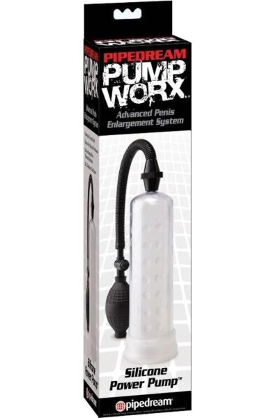 Silikonová vakuová pumpa na penis Pump Worx s průhledným válcem