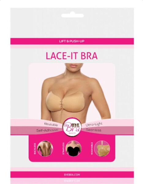 Adhezivní podprsenka Bye Bra Lace Bra s košíčky a předním šněrováním