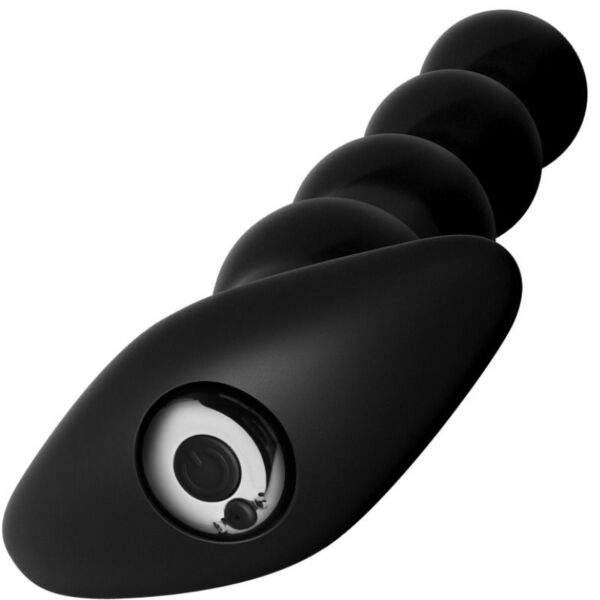 Černé anální kuličky Anal Fantasy Elite Rechargeable Anal Beads s postupně se zvětšujícími kuličkami a širokou základnou