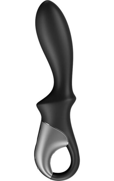 Anální vibrátor Satisfyer Heat Climax Connect App v černé barvě, s rukojetí a zajišťovacím kroužkem