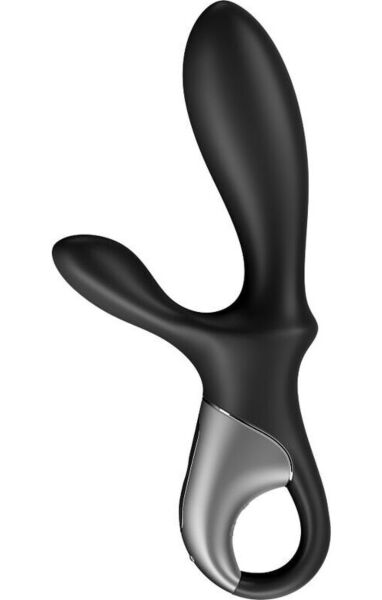 Anální vibrátor Satisfyer Heat Climax+ v černé barvě, s oběma raménky a rukojetí se zajišťovacím kroužkem