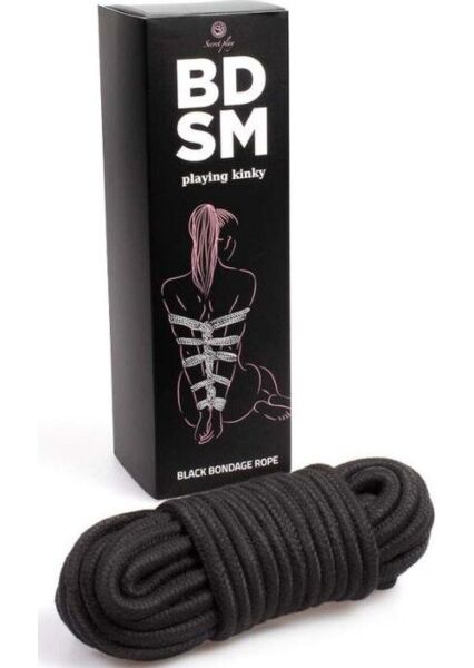 Černé bondage lano Secret Play o délce 10 metrů z kolekce BDSM Collection
