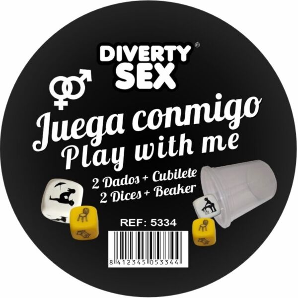 Hra s erotickými kostkami Diablo Picante Juega conmigo se dvěma kostkami a průhledným kelímkem