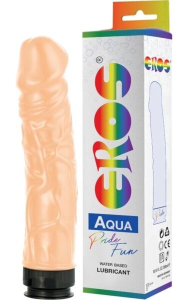 Realistické pevné dildo Eros Aquaglide s 300 ml lubrikantu na vodní bázi uvnitř