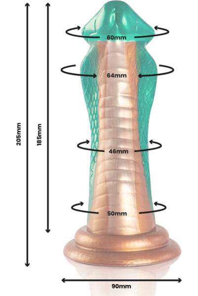 Silikonové dildo Epic Python Cobra Green se žaludem, zesílením pod žaludem a základnou