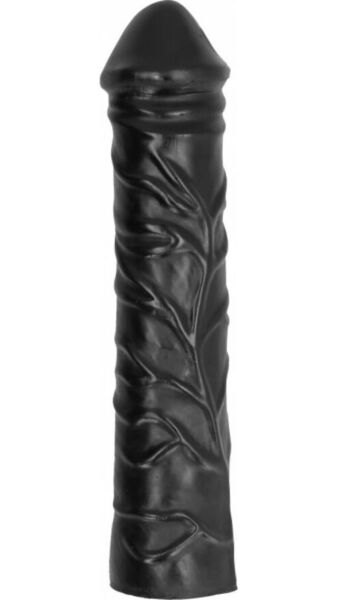 Realistické dildo All Black AB19 Drag, černé se silnými žilami