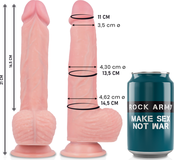 Realistické dildo Rock Army Spitfire 21 cm v přírodním odstínu s přísavkou