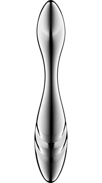 Dildo z nerezové oceli Satisfyer Pure Gravity 3, stříbrné se dvěma konci