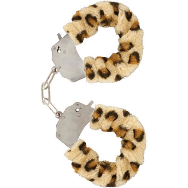 Pouta na ruce ToyJoy Furry Fun Cuffs potažená umělou srstí a spojená řetízkem