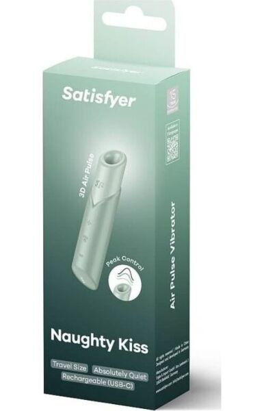 Stimulátor klitorisu Satisfyer Naughty Kiss v mátové barvě, ve tvaru rtěnky