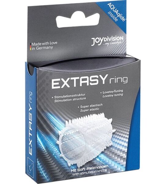 Erekční kroužek Joydivision Extasyring z průhledného silikonu s texturami